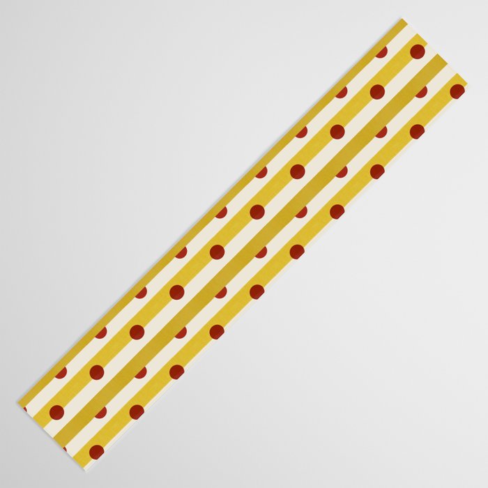 Yellow Stripes and Red Dots Pattern with Texture Table Runner Gallery Image 3