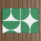 Mid Century Modern Green Square Outdoor Rug Gallery Image 1
