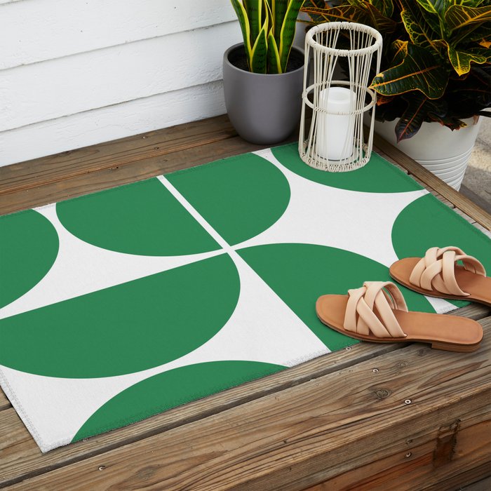 Mid Century Modern Green Square Outdoor Rug Gallery Image 2