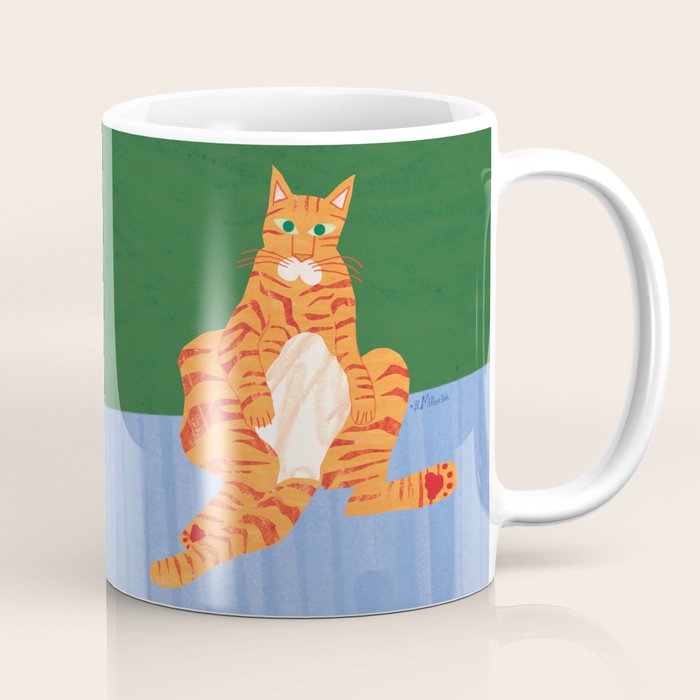Chill Cat in Orange & Green Coffee Mug Gallery Image 1