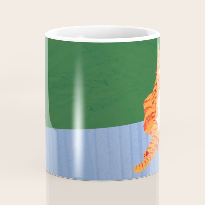 Chill Cat in Orange & Green Coffee Mug Gallery Image 4