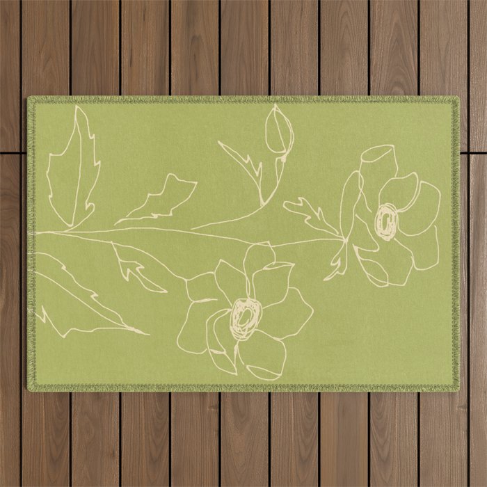 Line Drawing Flowers 2 Outdoor Rug Gallery Image 1