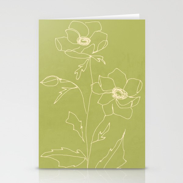 Line Drawing Flowers 2 Stationery Card Gallery Image 1