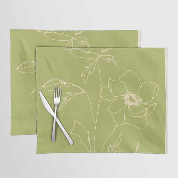 Line Drawing Flowers 2 Placemat Gallery Image 1