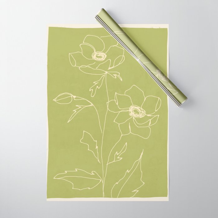 Line Drawing Flowers 2 Wrapping Paper Gallery Image 1
