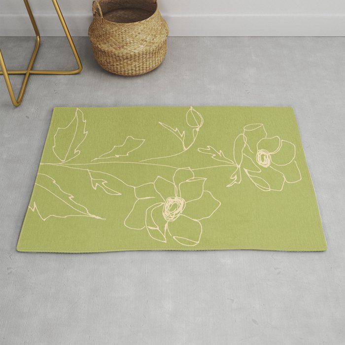 Line Drawing Flowers 2 Rug Gallery Image 1