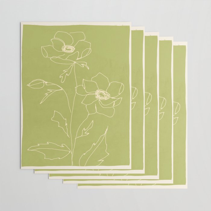 Line Drawing Flowers 2 Wrapping Paper Gallery Image 3