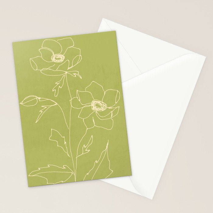 Line Drawing Flowers 2 Stationery Card Gallery Image 2