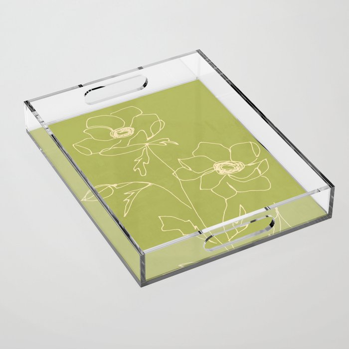 Line Drawing Flowers 2 Acrylic Tray Gallery Image 1