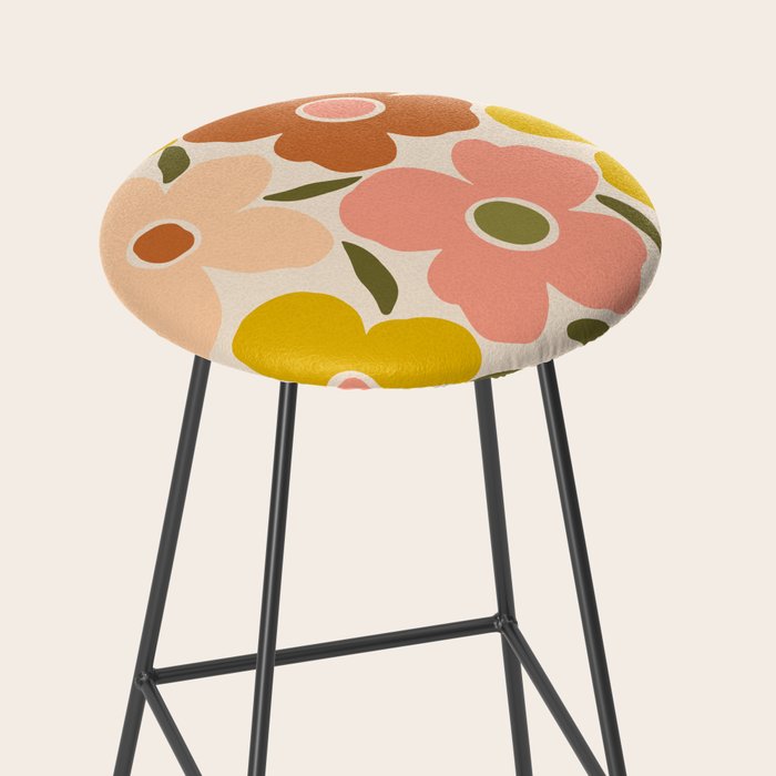 Retro Vintage Floral - Peach Stool Gallery Image 2