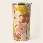 Retro Vintage Floral - Peach Travel Mug Gallery Image 1