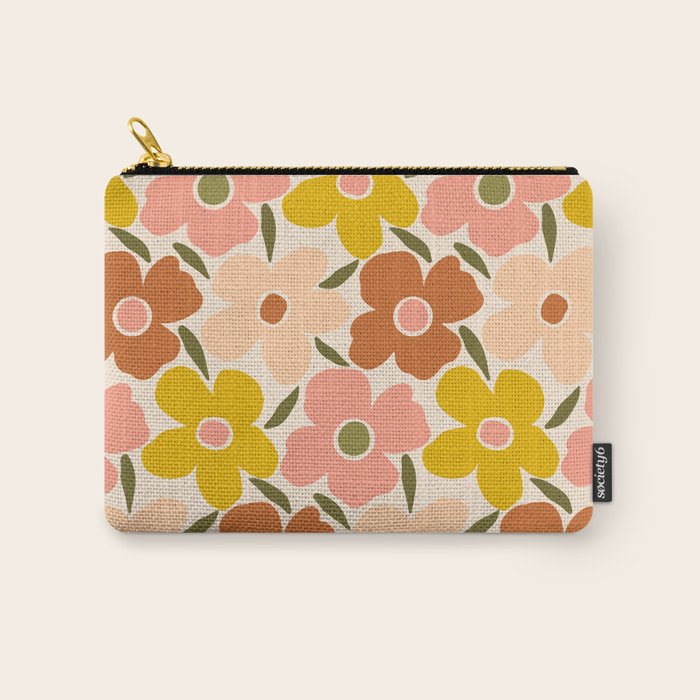Retro Vintage Floral - Peach Carry All Pouch Gallery Image 1