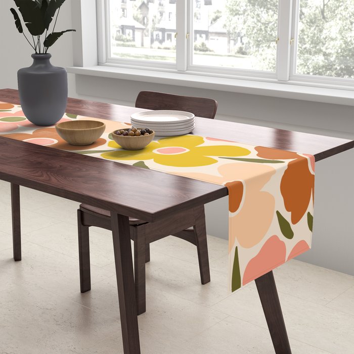Retro Vintage Floral - Peach Table Runner Gallery Image 2