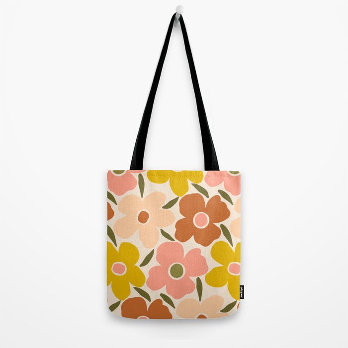 Retro Vintage Floral - Peach Tote Bag Gallery Image 2
