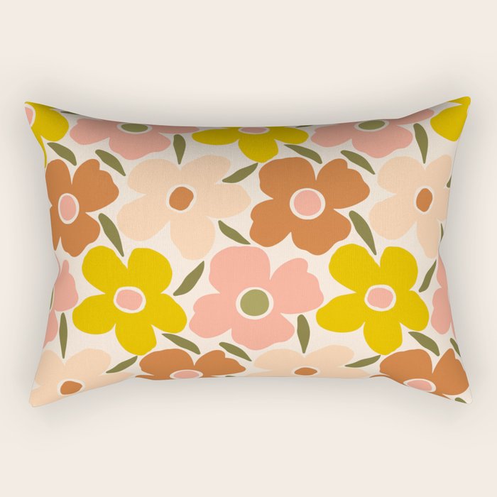 Retro Vintage Floral - Peach Rectangular Pillow Gallery Image 2