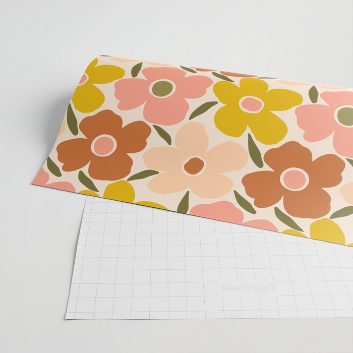 Retro Vintage Floral - Peach Wrapping Paper Gallery Image 2