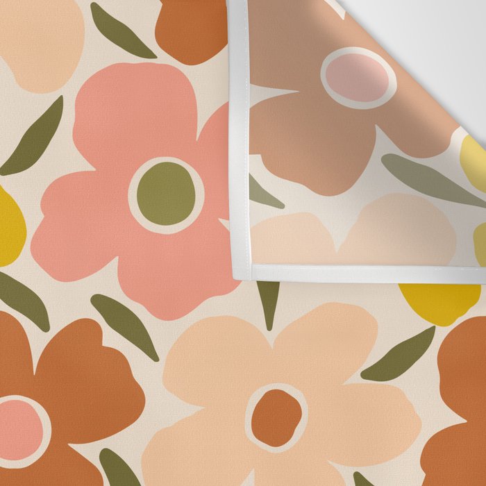 Retro Vintage Floral - Peach Wall Tapestry Gallery Image 3