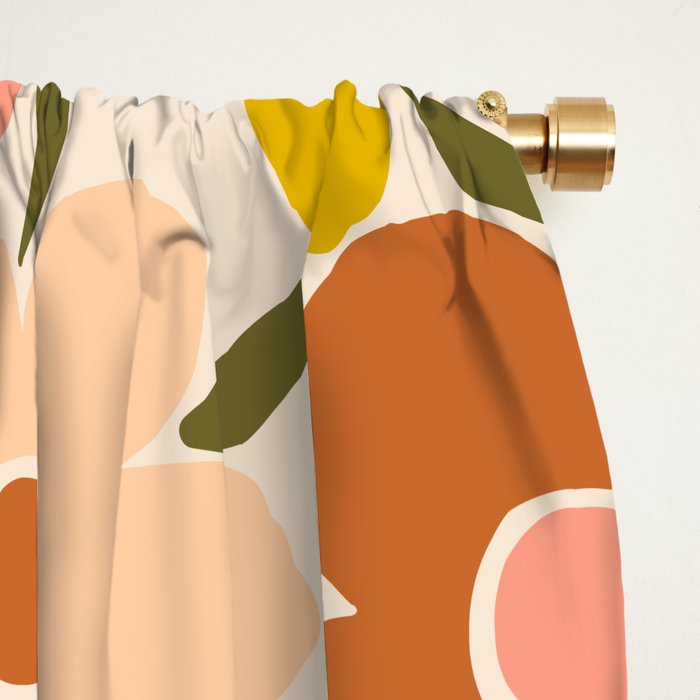 Retro Vintage Floral - Peach Window Curtain Gallery Image 2