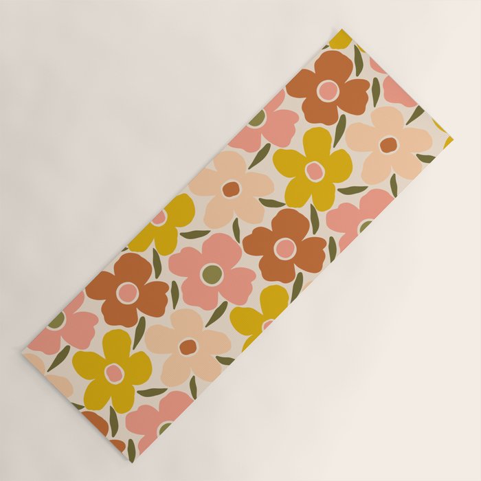 Retro Vintage Floral - Peach Yoga Mat Gallery Image 1