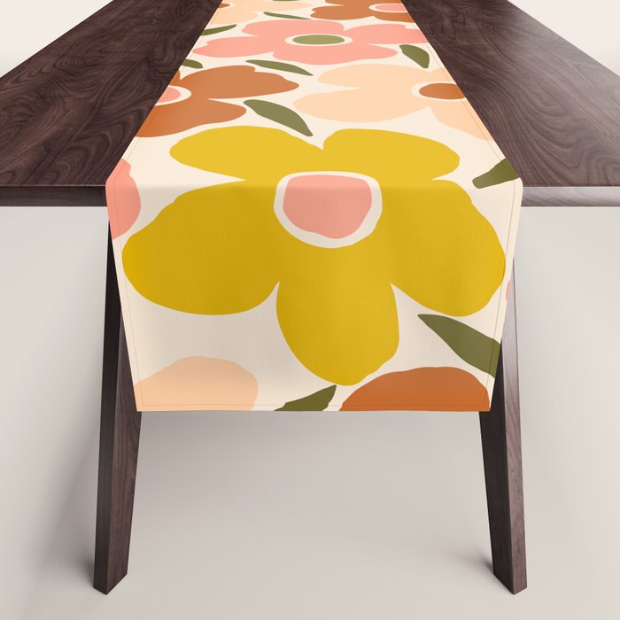 Retro Vintage Floral - Peach Table Runner Gallery Image 1