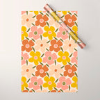 Retro Vintage Floral - Peach Wrapping Paper Gallery Image 1