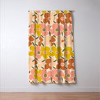 Retro Vintage Floral - Peach Window Curtain Gallery Image 3