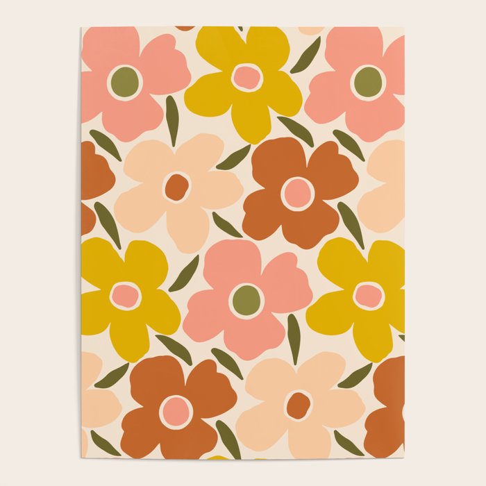 Retro Vintage Floral - Peach Poster Gallery Image 4