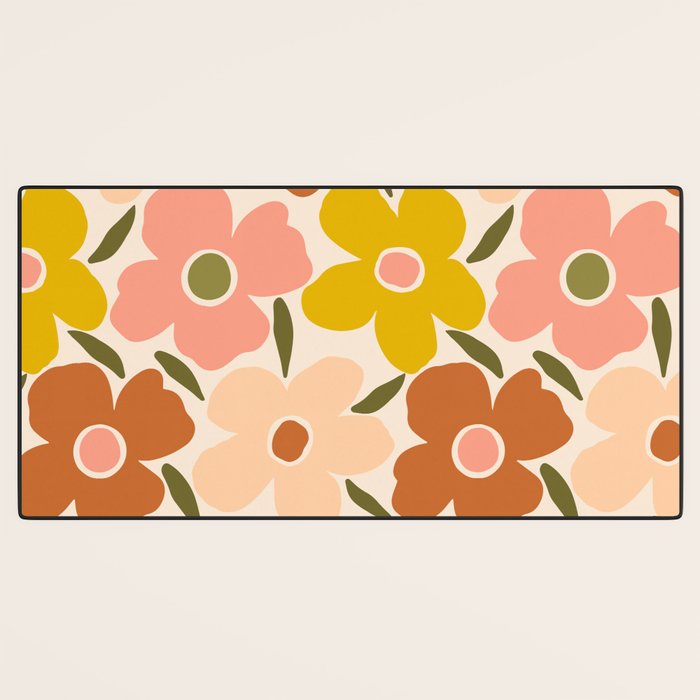 Retro Vintage Floral - Peach Desk Mat Gallery Image 3