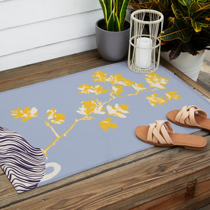 Plant based happyness Hawthorn still life Outdoor Rug Gallery Image 2