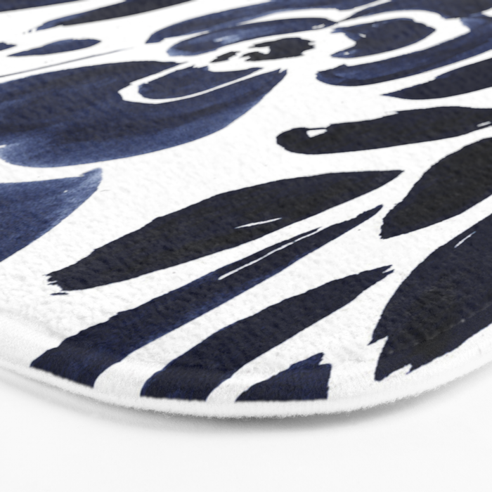 Navy Floral Bath Mat Gallery Image 3