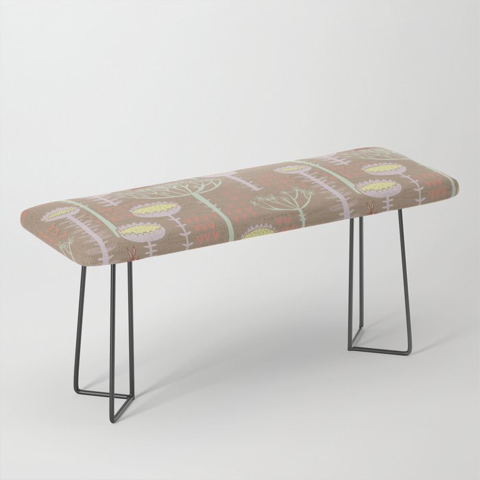 Block print scandinavian meadow brown Bench Gallery Image 1