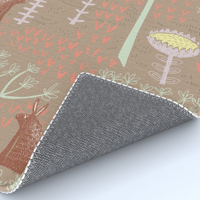 Block print scandinavian meadow brown Rug Gallery Image 4