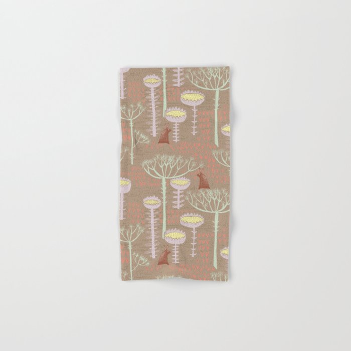Block print scandinavian meadow brown Bath Towel Gallery Image 1