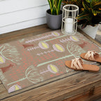 Block print scandinavian meadow brown Outdoor Rug Gallery Image 2