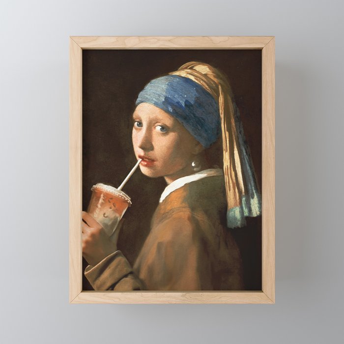 Girl With Iced Latte Mini Art Print Gallery Image 1