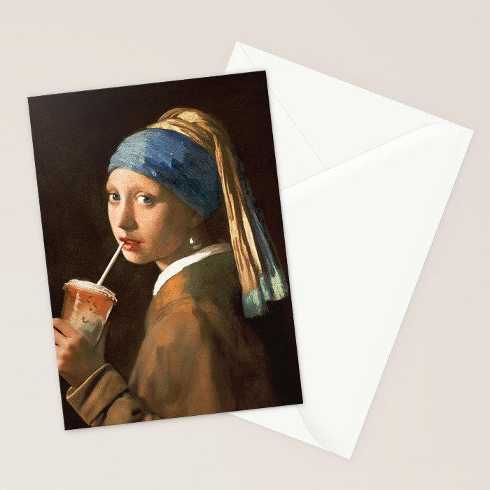 Girl With Iced Latte Stationery Card Gallery Image 2