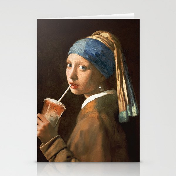 Girl With Iced Latte Stationery Card Gallery Image 1