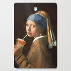 Girl With Iced Latte Cutting Board Gallery Image 1