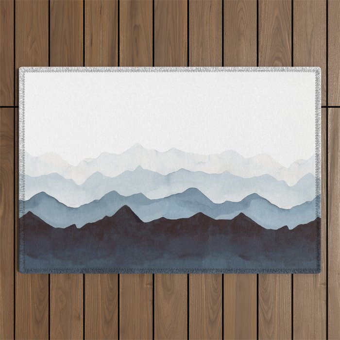 Indigo Mountains Landscape Outdoor Rug Gallery Image 1