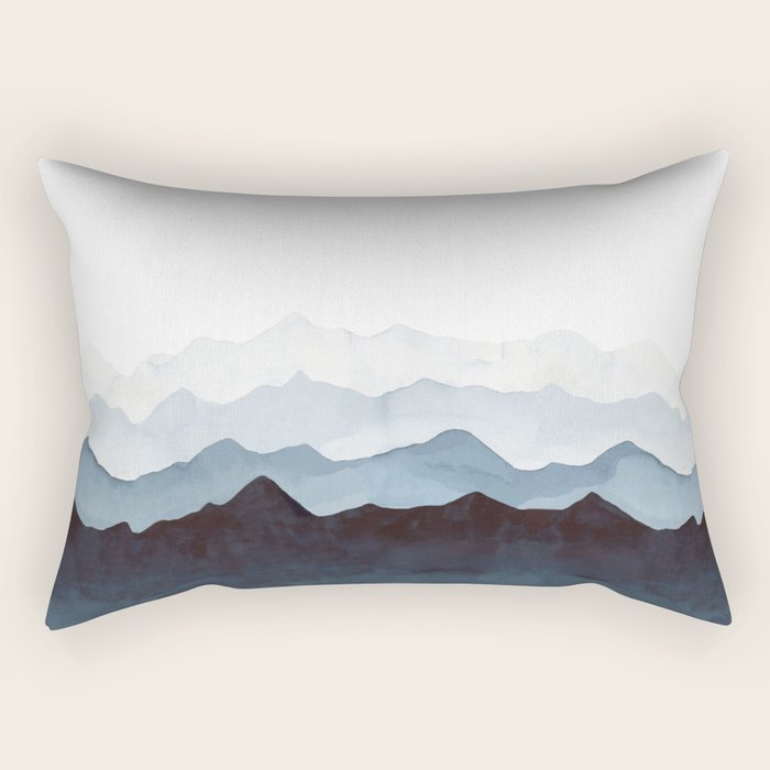 Indigo Mountains Landscape Rectangular Pillow Gallery Image 2