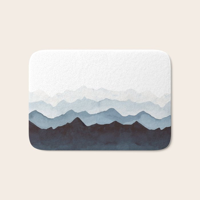 Indigo Mountains Landscape Bath Mat Gallery Image 1