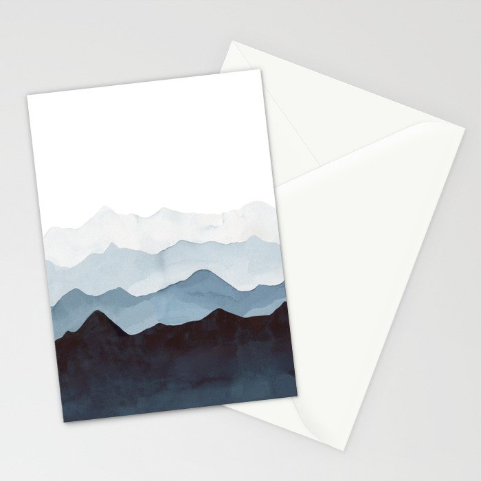 Indigo Mountains Landscape Stationery Card Gallery Image 2