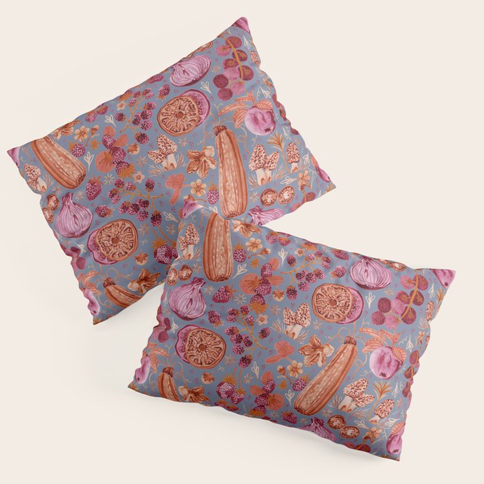 Garden Vegetables & Fresh Fruit in Grey & Rust Pillow Sham Gallery Image 3