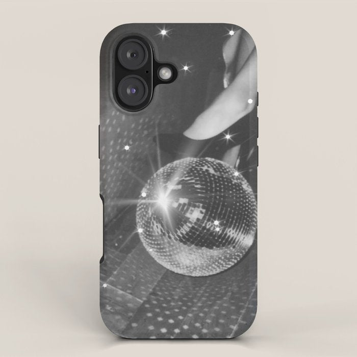 Disco Night | Black & White Photography | Vintage Photo Art Print | Groovy Christmas Party iPhone Case Gallery Image 1