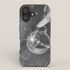 Disco Night | Black & White Photography | Vintage Photo Art Print | Groovy Christmas Party iPhone Case Gallery Image 1