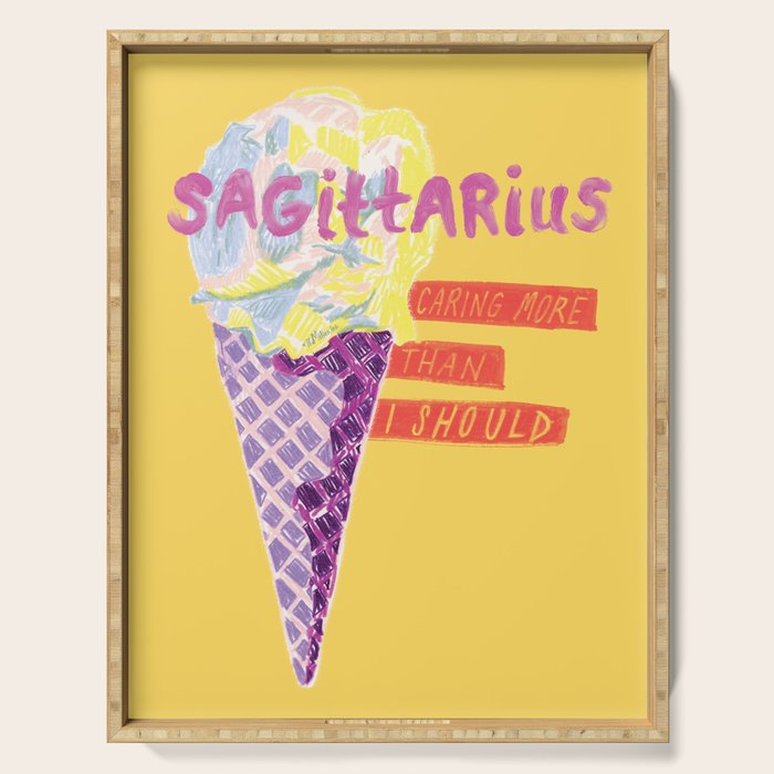 Sagittarius Cares in Sunshine Yellow | Zodiac Series  Serving Tray Gallery Image 1