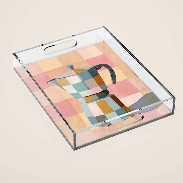 Patchwork Moka Pot Acrylic Tray Gallery Image 1
