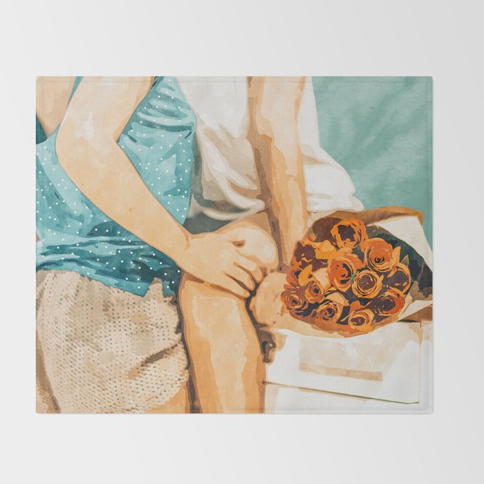 Romance #painting #love Throw Blanket Gallery Image 2