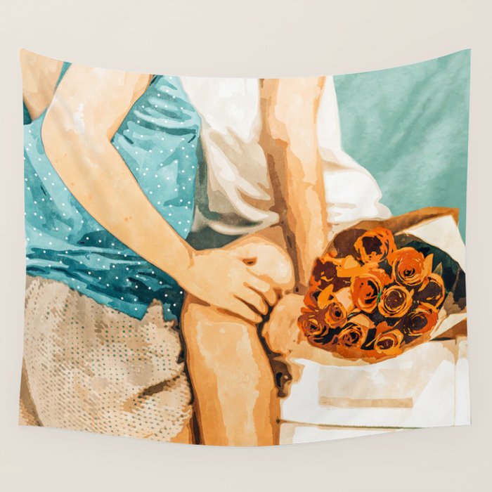 Romance #painting #love Wall Tapestry Gallery Image 1