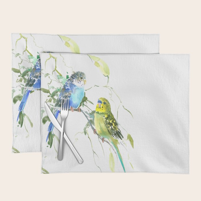 Parakeets, budgies pet bird home decor Placemat Gallery Image 1